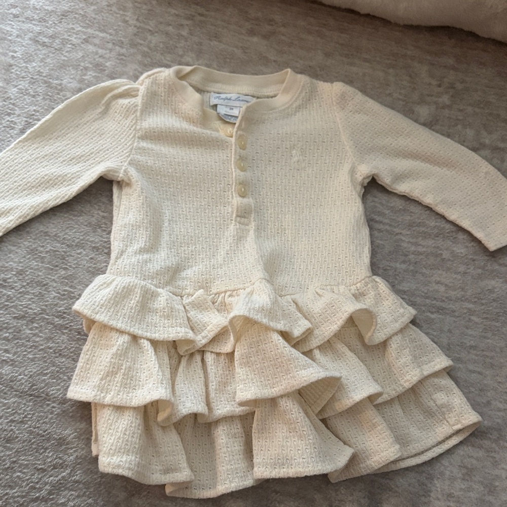 Cream Ruffled Ralph Lauren Dress